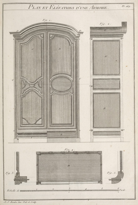 Gallery Edition study of André Jacob Roubo's Plan et elévations d’une armoire..