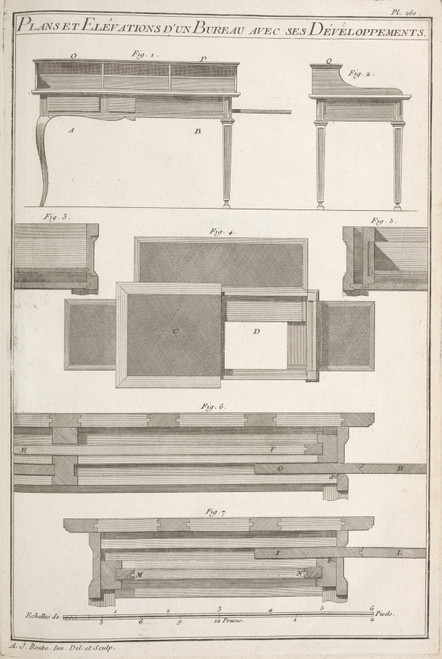 Gallery Edition study of André Jacob Roubo's Plans et elévations d’un bureau avec ses développements..