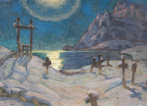 Gallery Edition study of Anna Boberg's The Graveyard in the Mountains. Study from Lofoten.
