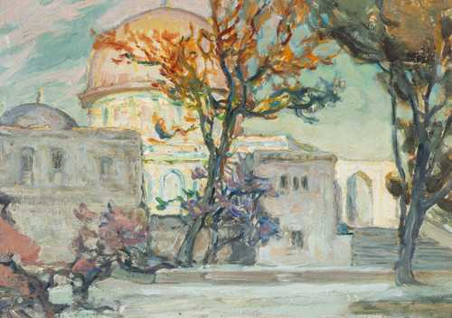 Gallery Edition study of Anna Boberg's View of Jerusalen. Study.