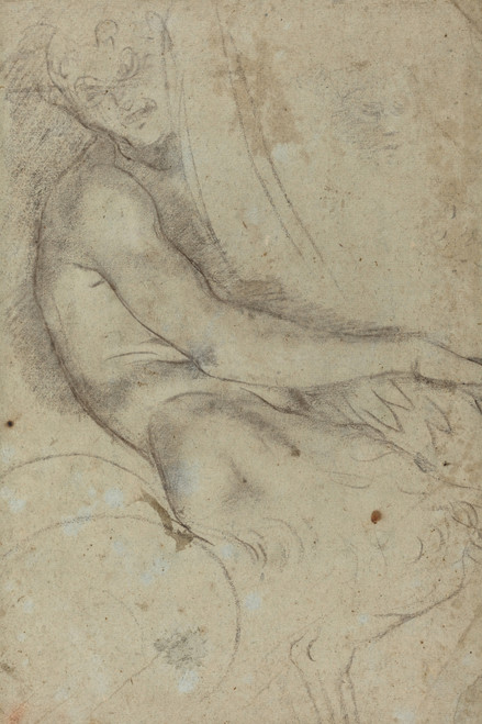 Gallery Edition study of Annibale Carracci's Satyr Holding a Roundel.
