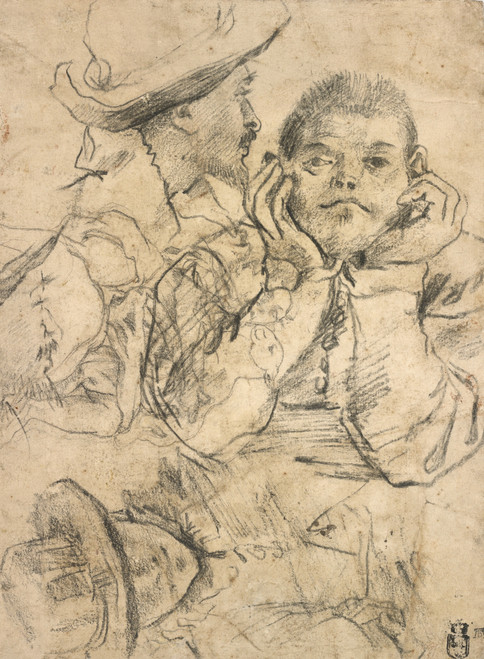 Gallery Edition study of Annibale Carracci's Three Studies of Men.