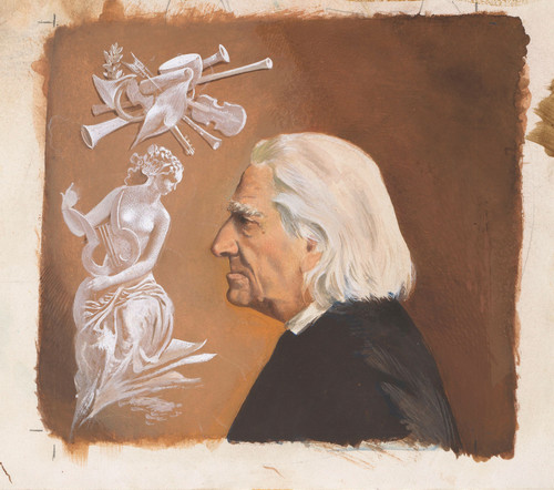 Gallery Edition study of Anonymous's Bandontwerp voor; Jean Rousselot, Frans Liszt. Het leven van een groot componist.