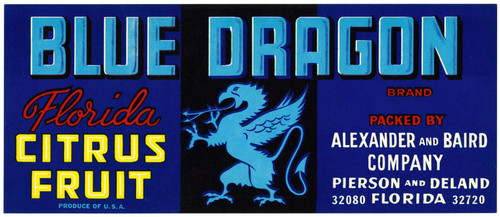 Gallery Edition study of Anonymous's Blue Dragon Florida Citrus Fruit Label.