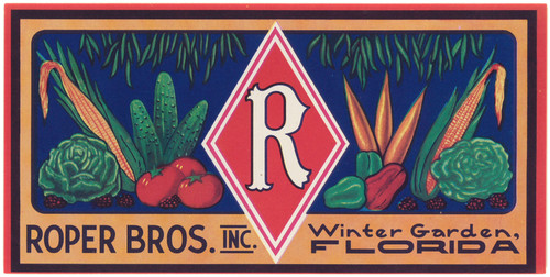 Gallery Edition study of Anonymous's Diamond R Produce Label.