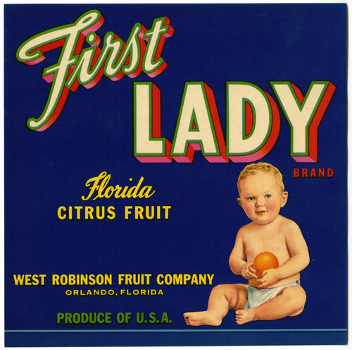Gallery Edition study of Anonymous's First Lady Brand Florida Citrus Fruit Label.