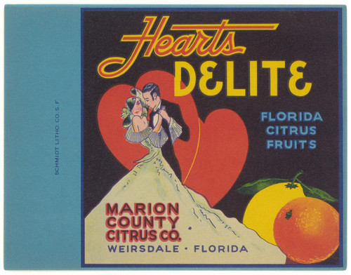 Gallery Edition study of Anonymous's Hearts Delite Florida Citrus Fruit Label.