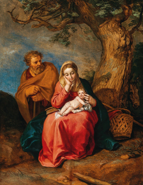 Gallery Edition study of Abraham Bloemaert's The Rest on the Flight into Egypt.