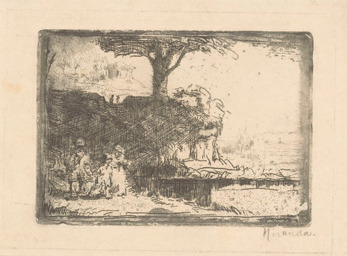 Gallery Edition study of Abraham de Miranda's Landschap met drie figuren.