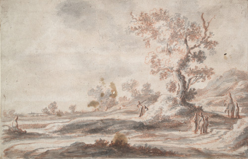 Gallery Edition study of Abraham Genoels II's Landscape with Old Tree and Figures.