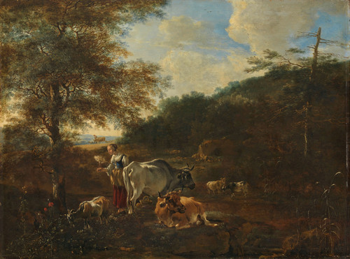 Gallery Edition study of Adam Pynacker's Landscape with cattle.