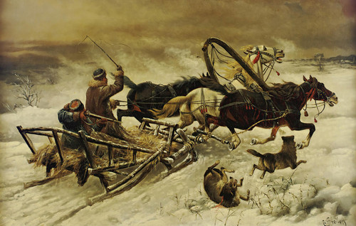 Gallery Edition study of Adolf Baumgartner-Stoiloff's The Wolf Hunt.