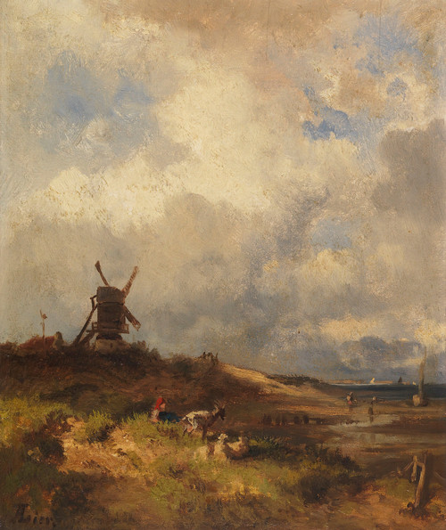 Gallery Edition study of Adolf Heinrich Lier's Küstenlandschaft mit Windmühle.