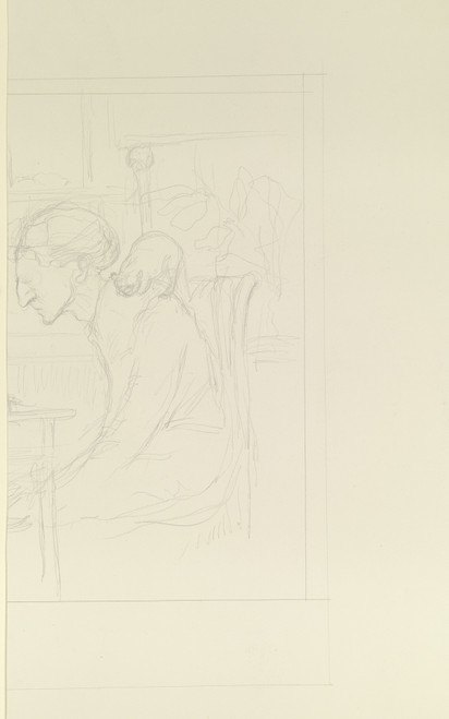 Gallery Edition study of Adolf Jansen's Gebeugte Figur, an einem Tisch sitzend.