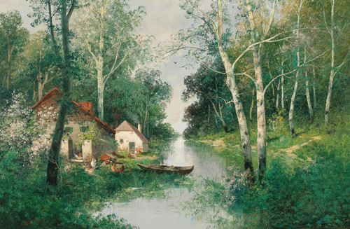 Gallery Edition study of Adolf Kaufmann's A River Landscape in Spring.