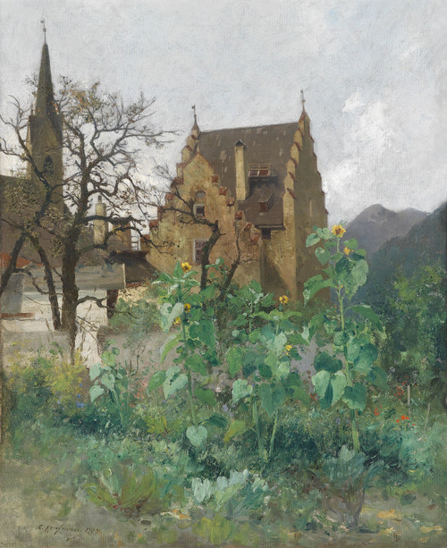 Gallery Edition study of Adolf Kaufmann's Sonnenblumen im Vorgarten.