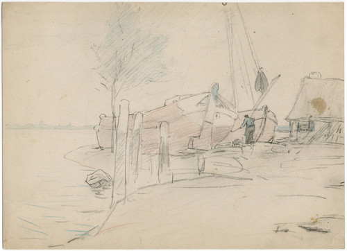 Gallery Edition study of Adolf le Comte's Het teren van aangemeerde zeilboten.