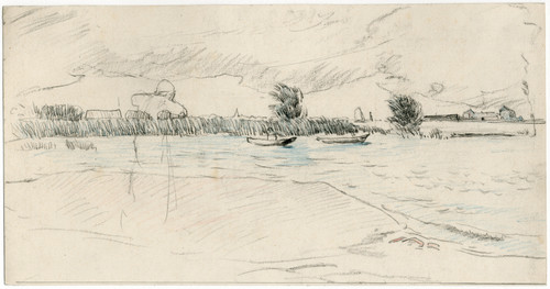 Gallery Edition study of Adolf le Comte's Meer met enkele roeibootjes.