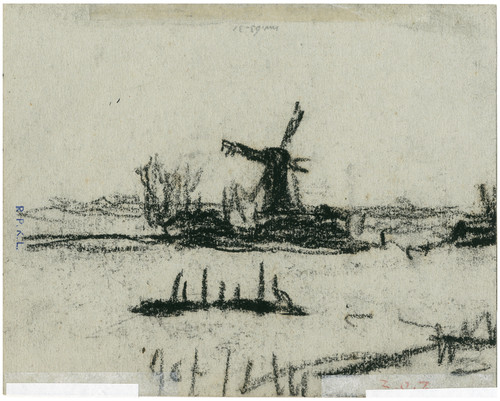 Gallery Edition study of Adolf le Comte's Molen in landschap.