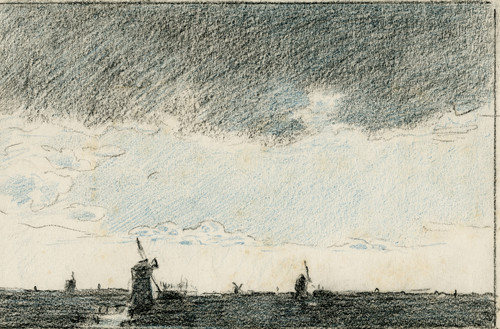 Gallery Edition study of Adolf le Comte's Molens in vlakte bij regen.
