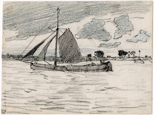 Gallery Edition study of Adolf le Comte's Schuit op een meer.