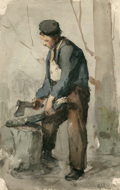Gallery Edition study of Adolf le Comte's Staande man, houthakkend.