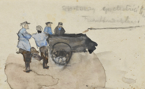 Gallery Edition study of Adolf le Comte's Vier werklieden met een kar.