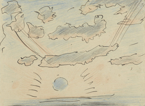 Gallery Edition study of Adolf le Comte's Wolkenstudie met zon.