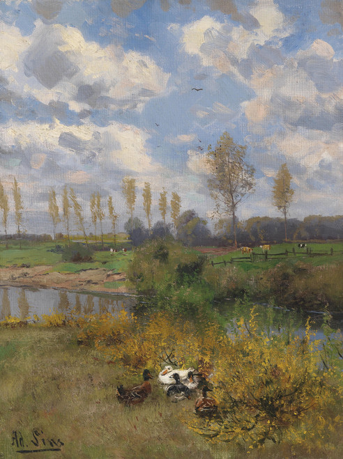 Gallery Edition study of Adolf Lins's Enten am Bach.