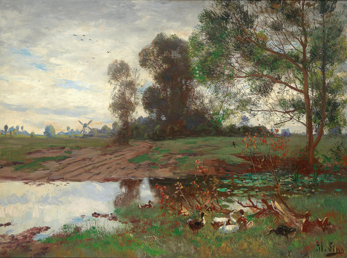 Gallery Edition study of Adolf Lins's Enten am Weiher.