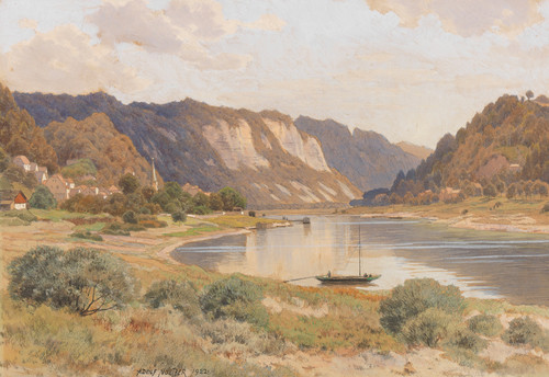 Gallery Edition study of Adolf Noether's Stadt Wehlen an der Elbe, Sächsische Schweiz.