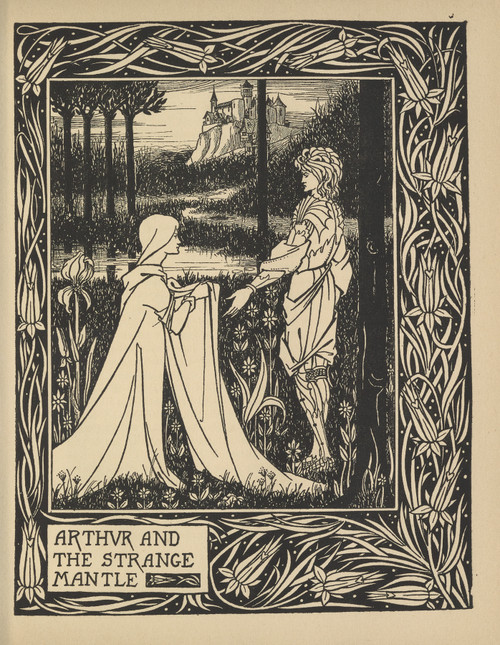 Gallery Edition study of Aubrey Vincent Beardsley's Arthur and the strange mantle.