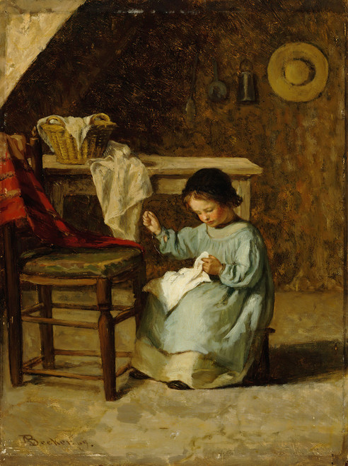 Gallery Edition study of Adolf Von Becker's Girl Sewing.
