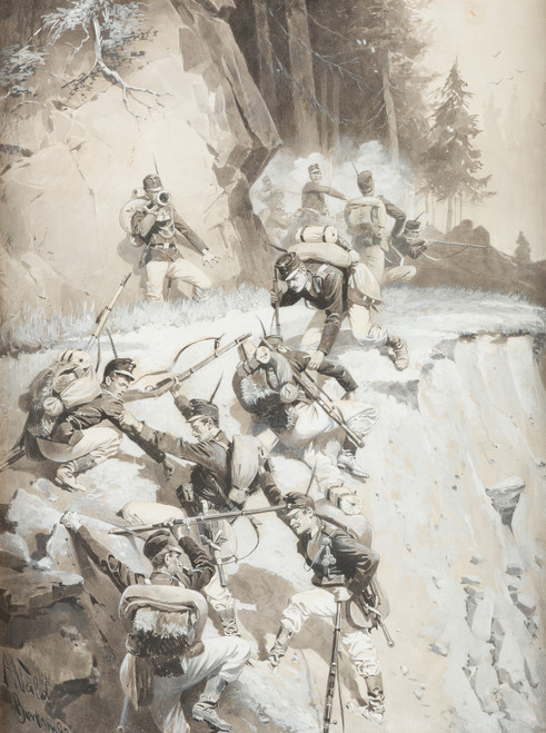 Gallery Edition study of Adolf Wald's Field exercise in the mountains.