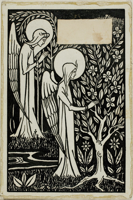 Gallery Edition study of Aubrey Vincent Beardsley's Decorative Study; Two Angels.