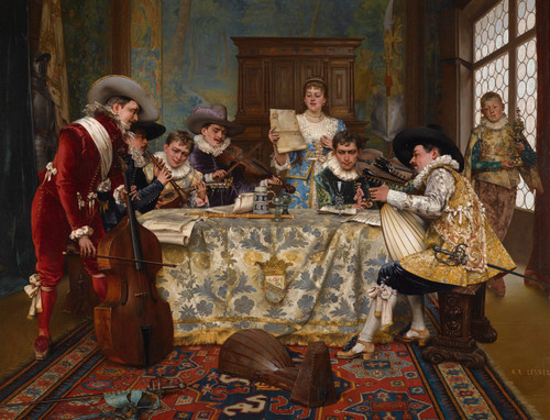 Gallery Edition study of Adolphe-Alexandre Lesrel's The Practice Recital.