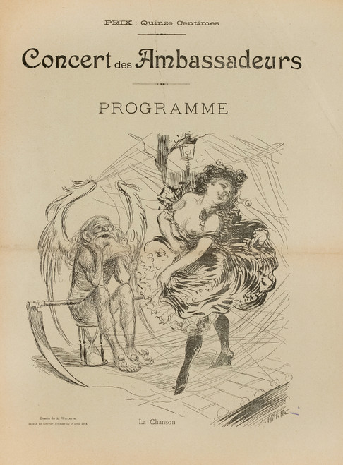 Gallery Edition study of Adolphe Léon Willette's Concert des Ambassadeurs Programme La chanson.