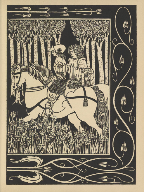 Gallery Edition study of Aubrey Vincent Beardsley's How King Mark and Sir Dinadan heard Sir Palomides making great sorrow and mourning for La Beale Isoud.