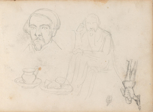 Gallery Edition study of Adolph Tidemand's Figure studies; jug and dish.