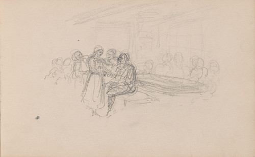 Gallery Edition study of Adolph Tidemand's Figurscene i interiør.