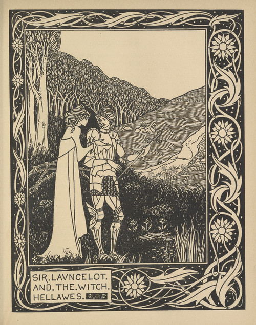 Gallery Edition study of Aubrey Vincent Beardsley's Sir Launcelot and the Witch Hellawes.