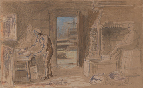Gallery Edition study of Adolph Tidemand's Kitchen interior with figures.