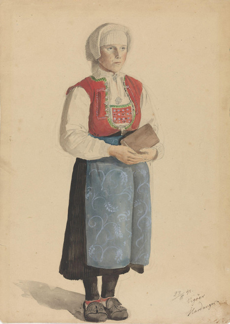 Gallery Edition study of Adolph Tidemand's Kvinne i bunad, Vikøy.
