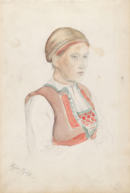 Gallery Edition study of Adolph Tidemand's Kvinne i halvfigur, Vikøy.