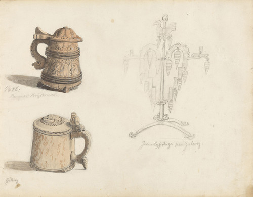 Gallery Edition study of Adolph Tidemand's Ølkrus og lysestake, Gulsvik.