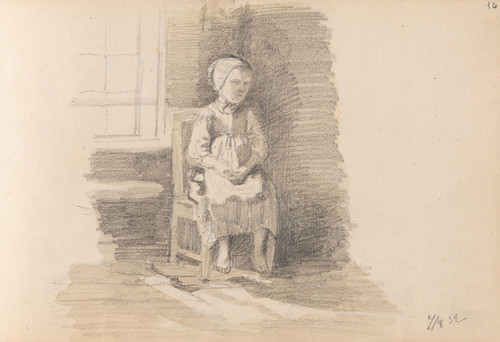 Gallery Edition study of Adolph Tidemand's Sittende jente ved vindu.