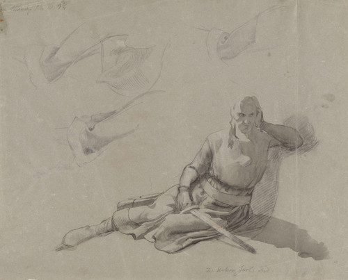 Gallery Edition study of Adolph Tidemand's Sittende mann i rustning.