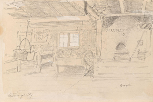 Gallery Edition study of Adolph Tidemand's Stueinteriør, Spättungen.