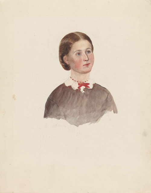 Gallery Edition study of Adolph Tidemand's Ung kvinne med rød halssløyfe.