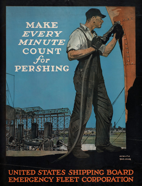 Gallery Edition study of Adolph Treidler's Make every minute count for Pershing.